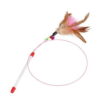 Imagem de HEEPDD Brinquedo de pena de gato, brinquedo dobrável para gatos com sinos de metal flexível interativo e varinha de exercício para gatos e gatinhos brincando