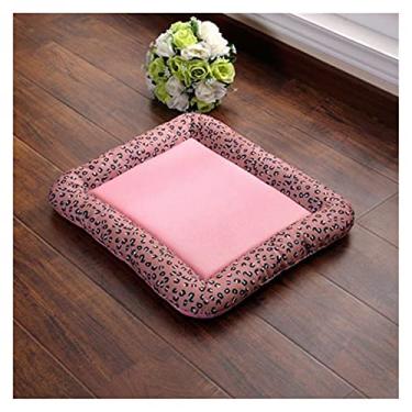 Imagem de Almofada para cães e gatos para animais de estimação, respirável, antiderrapante, primavera, verão, cama para cães e filhotes, tapete de seda gelada para carro, sofá, gatos, cães, ninho, canil, colchão (cor: leopardo rosa, tamanho: M 52 x 43 cm)