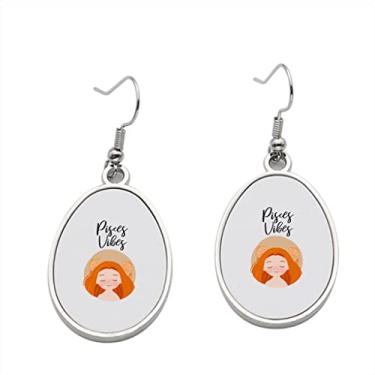 Imagem de Brinco com pingente de pisces Vibes para meninas - Presente de festa de aniversário dos namorados, Metal, Sem pedras preciosas
