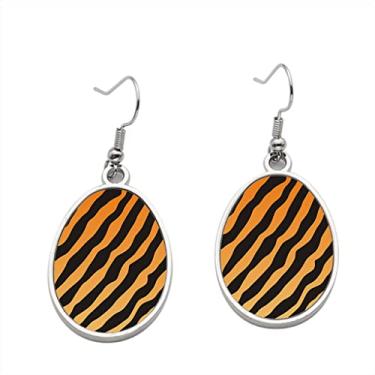 Imagem de Brinco de textura de tigre – Brincos pendurados para meninas – Presente de festa de aniversário dos namorados, Metal, Sem pedras preciosas