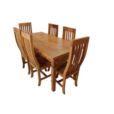 Imagem de Mesa Chipre 160x80cm com 6 cadeiras Curvas - Peroba Rosa