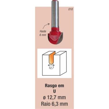 Imagem de Fresa Tupia Borda Meia Cana 12.7mm Haste 6mm