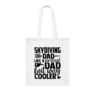 Imagem de Bolsa Tote Cool Skydiving Dad (pai de paraquedis), presente de pai presente para papai, bolsa de ombro papai, bolsas reutilizáveis para papai, presente para papai, presente de filha, filho e filhos s, Branco