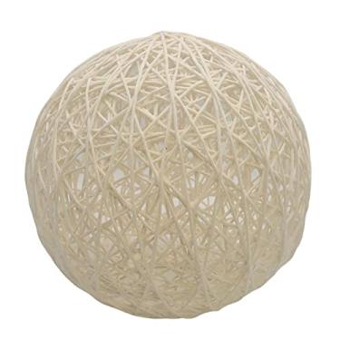 Imagem de Cortina de luz pendente tecida à mão, suporte de lâmpada, abajur de ratã rústico para casa de fazendeiro restaurante bar hotel, branco