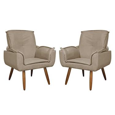 Imagem de Kit 02 Poltronas Decorativa Emília Plus Suede - Ds Estofados