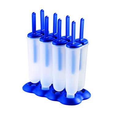 Imagem de Tovolo Moldes de picolé duplo com palitos de picolé livre de BPA, seguro para alimentos e lava-louças, ótimo para picolés de suco caseiros. Conjunto de 4 faz 8 picolés com suporte!