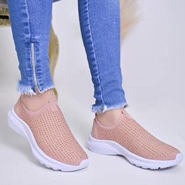 Imagem de Tênis Meia Feminino Sem Cadarço Leve Caminhada Academia Corrida Casual (Rosa, br_footwear_size_system, adult, numeric, numeric_37)