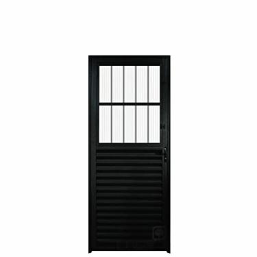Imagem de Porta Postigo 0.90 X 2.10 Aluminio Preto Lado Esquerdo - Hale