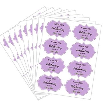 Imagem de Thank You for Celebrating with Us Etiquetas Adesivos, Adesivos de Lembranças de Casamento de 5 centímetros, Adesivos Decorativos para Suprimentos de Festa (Roxo, 160 peças por pacote)