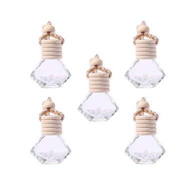Imagem de WOIWO 5 peças pingente de frasco de perfume de carro garrafa de diamante vidro garrafa vazia frasco de perfume carro diamante frasco de perfume