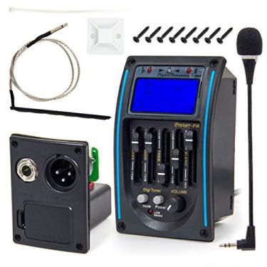 Imagem de Kmise Pré-amplificador de guitarra acústica de 5 bandas, equalizador piezo, afinador, amplificador, microfone LCD, 1 conjunto