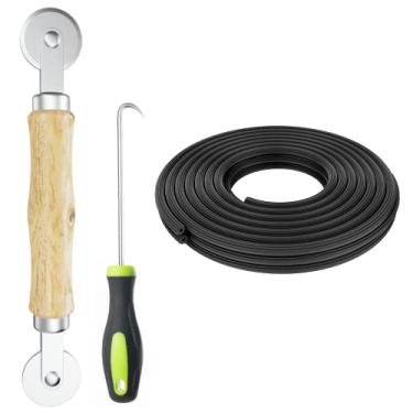 Imagem de Lengtimo Kit de reparo de tela – Ferramenta de rolo de tela com gancho de remoção de rolamento e estrias de retentor (7,6 m) para instalação de telas de porta e janelas