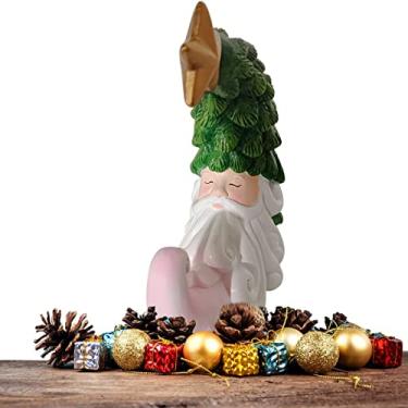 Imagem de Árvore de Natal de mesa de resina com luzes decorativas luz quente mesa luz de mesa árvore de natal delicada mesa decoração de árvore de natal resina bonito enfeites de natal de papai noel brilhante para decoração de festa de natal