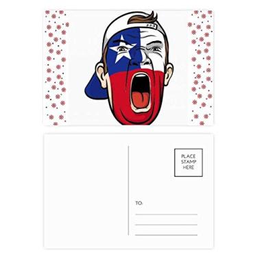 Imagem de Bandeira do Chile Maquiagem Facial Cabeça Gritando Boné Natal Flor Celebração Cartão Postal Bênção Cartão Postal