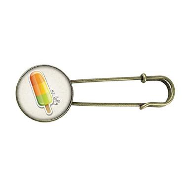 Imagem de Laranja amarelo verde picolé doce sorvete retrô broche de metal clipe jóias
