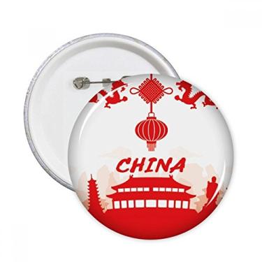 Imagem de Contorno vermelho China Ponto de referência alfinetes redondos crachá botão emblema decoração acessório 5 peças