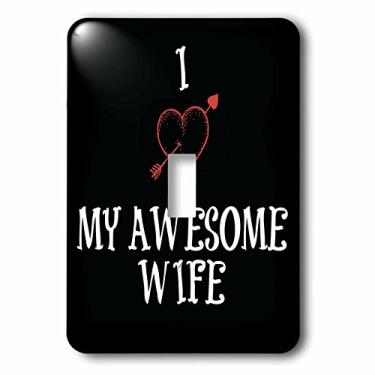 Imagem de 3dRose lsp_172482_1 I Love My Awesome Wife, Red Heart, Black Background Light Switch Cover