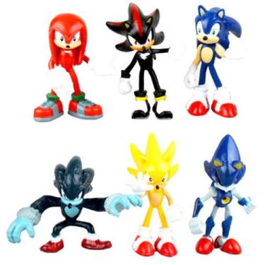 Kit Conjunto Boneco Colecionável Sonic Azul Articulado Sega 15cm +