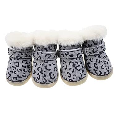 Imagem de Botas de cachorro inverno neve botas de cachorro sapatos para cães pequenos médios pavimento quente sapatos de gato, 4 peças, cinza, tamanho 4