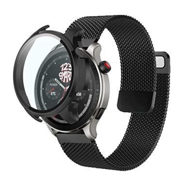 Imagem de Pulseira de aço Milanese Dupla + Capa protetora Case pelicula de vidro marca 123smart Compativel com GTR 4 A2166 GTR4