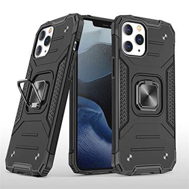 Imagem de YINGDAFENG Capa para iPhone 14Pro Max, capa de proteção resistente à prova de choque de grau militar com anel de suporte de 360° suporte magnético para carro à prova de choque capa interna de TPU, preta