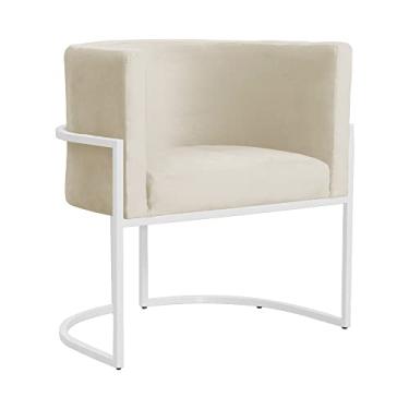 Imagem de Poltrona Luana para Escritório Base Branca Veludo Cores - DS Estofados