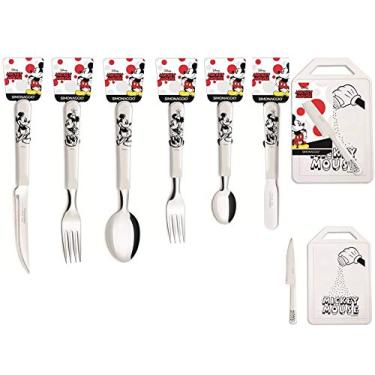Imagem de Conjunto de Talheres com Tábua para Corte e Faca Simonaggio Disney - Minnie e Mickey - 38 Pçs