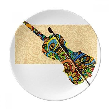 Imagem de Placa de pôster de festival de música de violino de porcelana decorativa Salver louças de jantar