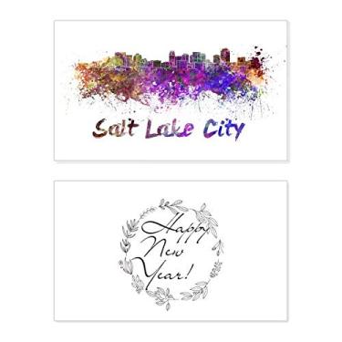 Imagem de Salt Lake City America Cidade Aquarela Ano Novo Festival Cartão Bless Mensagem Presente