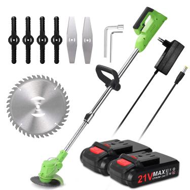 Imagem de Hlily Cortador De Grama Elétrico Bateria Li-Ion Sem Fio Aparador De Grama Com Liberação Automática Doméstico Portátil Jardim Máquina De Aparar Para Jardinagem Verde Bateria Ue Plug-2Pcs