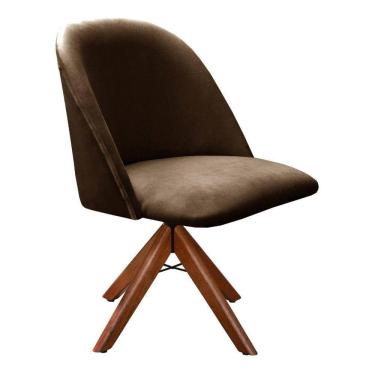 Imagem de Poltrona Gaia Cadeira Giratória Pé Madeira Decoração Moderna Recepção Escritório