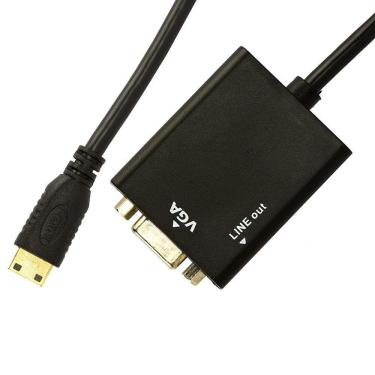 Imagem de Cabo Adaptador Mini Hdmi Para Vga Com Áudio - Preto