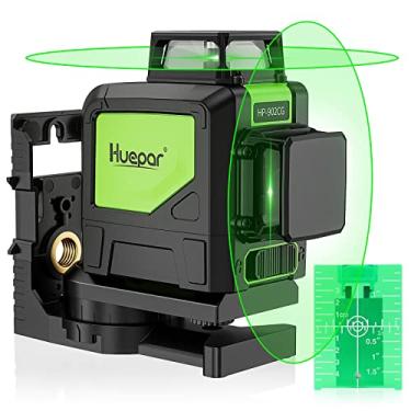 Imagem de Huepar Nivelador a laser de linha cruzada 902CG, nivelador a laser autonivelante de 2 x 360°, nível de lazer de linha cruzada verde 2D com modo de pulso, alternável horizontal e vertical, base