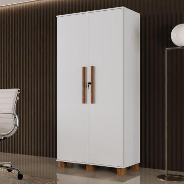 Imagem de Armário para Escritório Multiuso 2 Portas com Chave 100% MDF Dacar Carmolar Branco