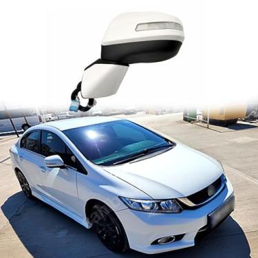 Imagem de Espelho lateral do motorista de carro adequado para HONDA CIVIC 2012 2013 2014 2015 Espelho retrovisor acessórios de espelho retrovisor, ajuste elétrico, luz de direção