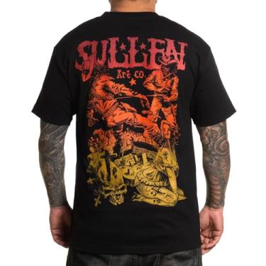 Imagem de Sullen Camiseta masculina para o túmulo tatuagem estilo de vida arte gráfica padrão ocidental macia manga curta, Preto, 3X