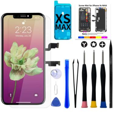 Imagem de Brinonac Kit de substituição de tela LCD para iPhone Xs Max, 16.5 cm Full HD Retina LCD Touch Display Digitalizador com ferramentas de reparo, adesivo e vidro temperado