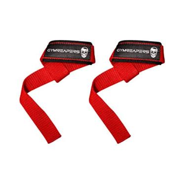 Imagem de (Red) - Gymreapers Lifting Wrist Straps for Weightlifting, Bodybuilding, Powerlifting, Strength Training, Deadlifts - Padded Neoprene with 46cm Cotton