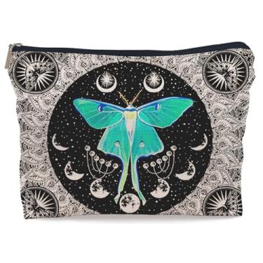 Imagem de Lacosu Bolsas de cosméticos de bruxa borboleta verde Luna para mulheres, presentes de bruxa para mulheres, presentes de artesanato de bruxa, pequena bolsa de cosméticos de maquiagem para bolsa, Verde