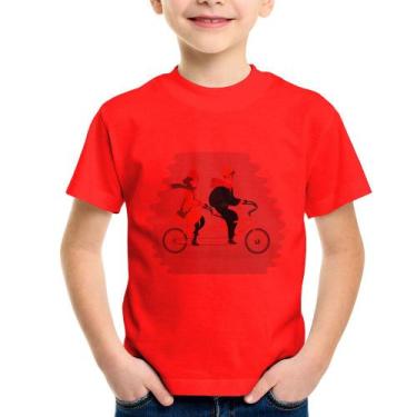Imagem de Camiseta Infantil Casal  Bicicleta - Foca Na Moda