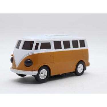 Imagem de Carrinho De Brinquedo Kombi Com Luz E Som Bate E Volta Gira 360º Laranja