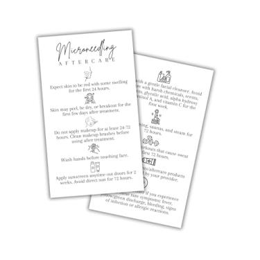 Imagem de Kit de instruções de cuidados pós-tratamento Microneedling Cartões a granel | Livro de 5 x 8,9 cm Cartões de visita pós-tratamento Bb Glow caneta facial profissional máquina minimalista combina