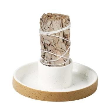 Imagem de Suporte de sálvia para queima, bandeja de sálvia branca, tigela de borrão, queimador de sálvia, tigela de sálvia de cerâmica, tigela para queimar sálvia, ideal para borrar velas Palo Santo, simples,