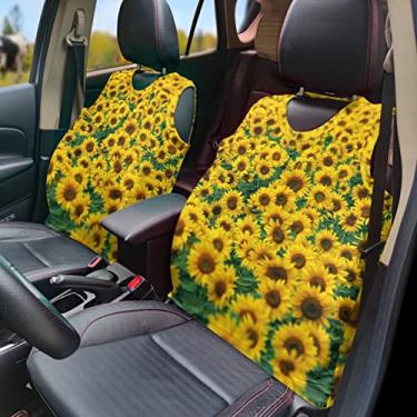 Imagem de GOSTONG Colete de capa de assento de carro com estampa de girassol para mulheres, acessórios de moda decoração universal serve na maioria dos carros SUV Van