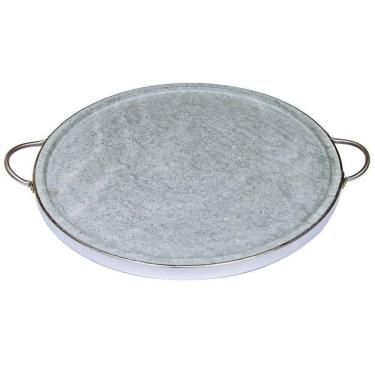 Imagem de Forma De Pedra Sabão Para Pizza Com Alças De Inox 37 Cm