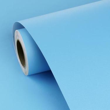 Imagem de FunStick Papel de parede liso azul celeste de 15,8 x 78,8 polegadas