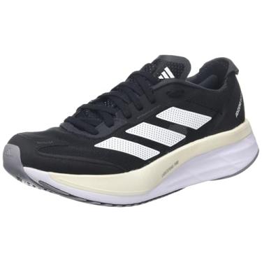 Imagem de adidas T nis de corrida feminino Adizero Boston 11, Preto/branco/cinza, 9.5