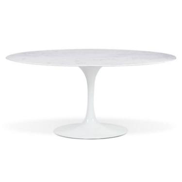 Imagem de Mesa de Jantar Saarinen Oval 198x122 cm Mármore Branco Extra Base Branca