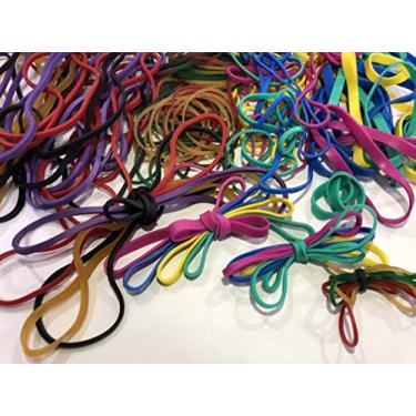Imagem de Faixas de borracha com dimensões sortidas (nº 64+#33+#16+#117b), 1/1.8 kg, faixa de borracha colorida sem látex resistente a granel, elástico, faixas elásticas para arquivos de escritório, banco,