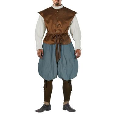 Imagem de Fantasia masculina renascentista Midevil/Renascentista roupa masculina colete medieval calça camisa fantasia viking vintage, Z3756, XXG